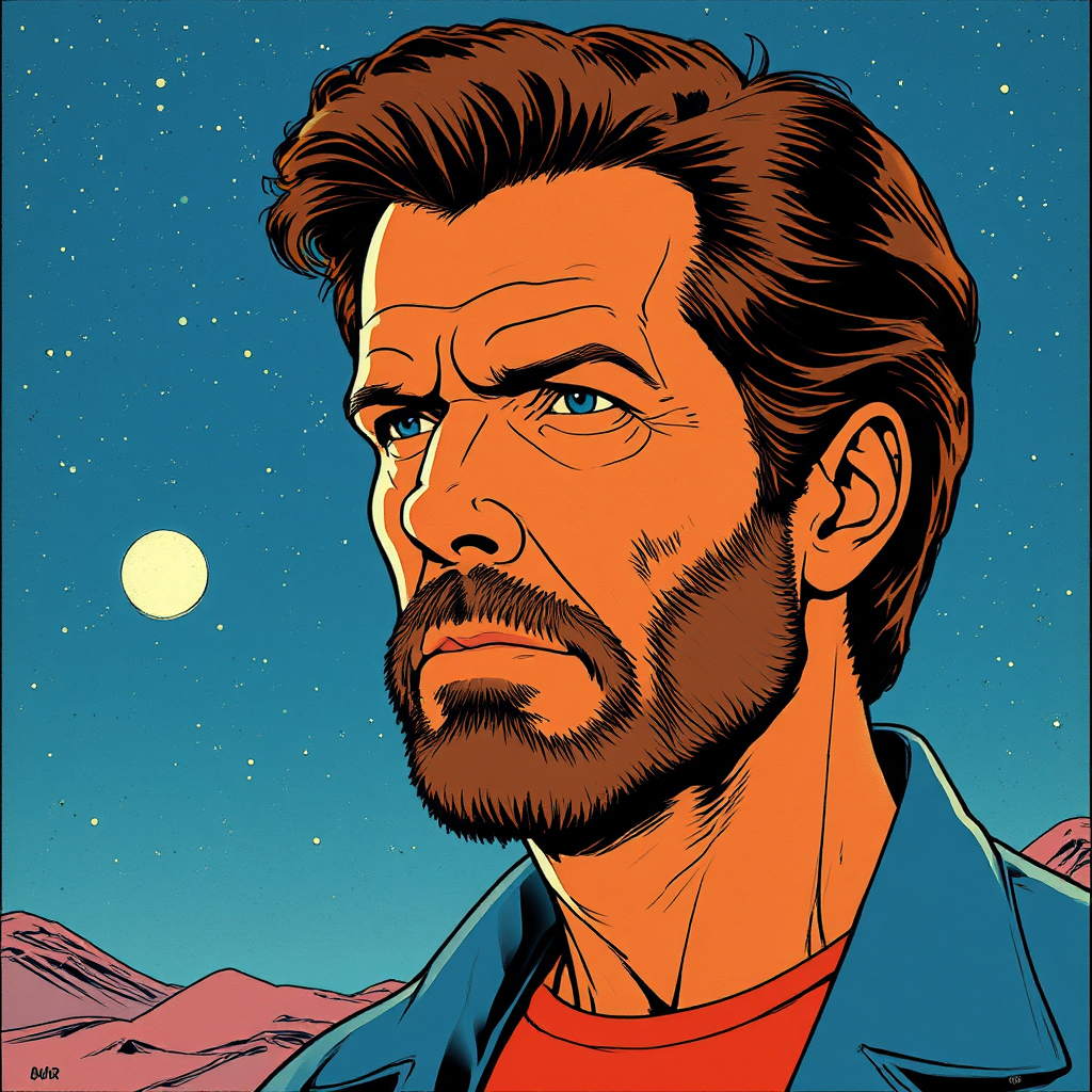 Retro minimalist portrait of