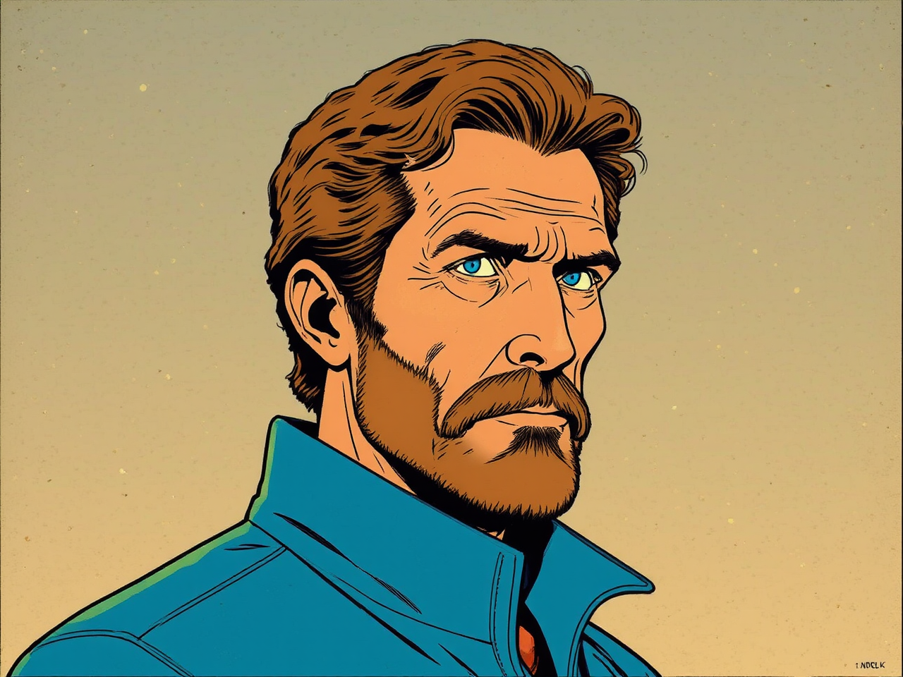 Retro minimalist actor portrait.