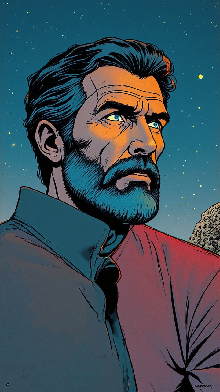 Retro minimalist portrait of