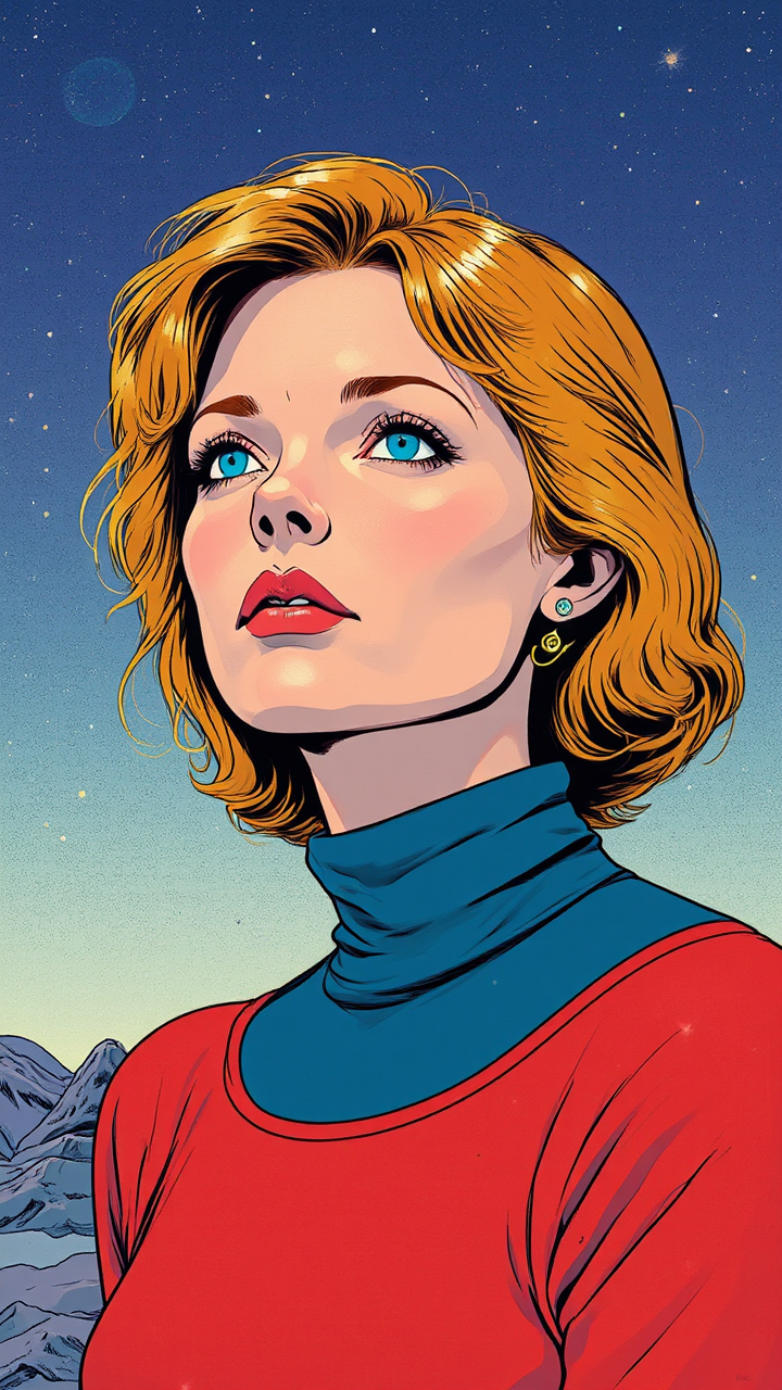 Retro minimalist portrait of