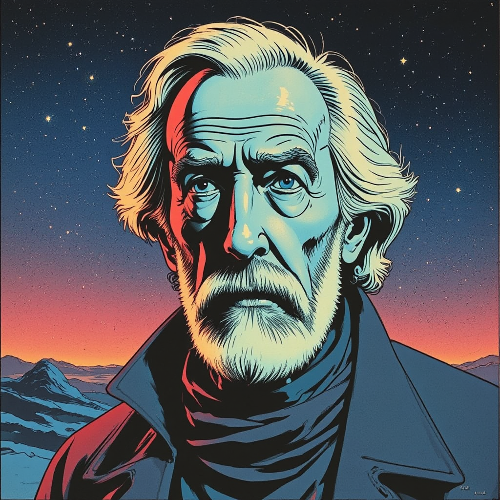 Retro minimalist portrait of