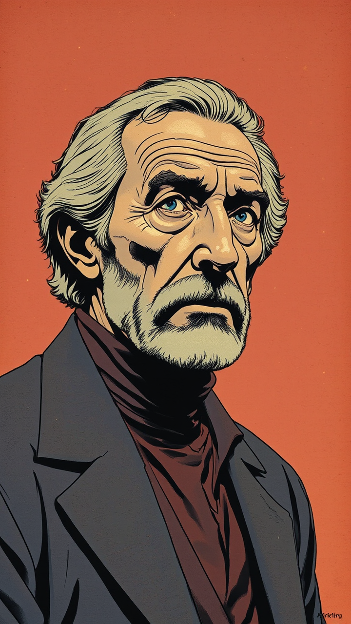 Retro minimalist portrait of