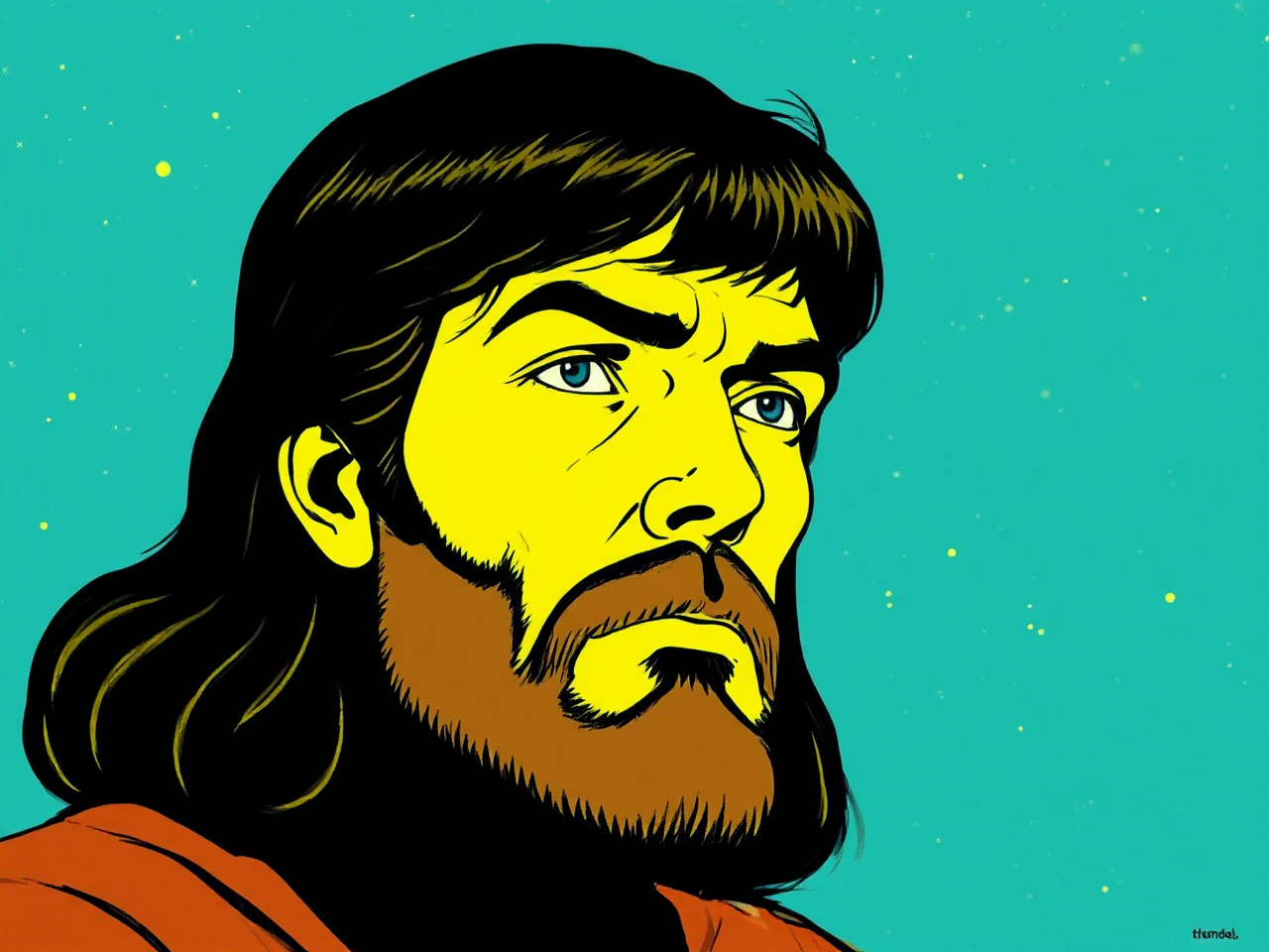 Retro minimalist portrait of