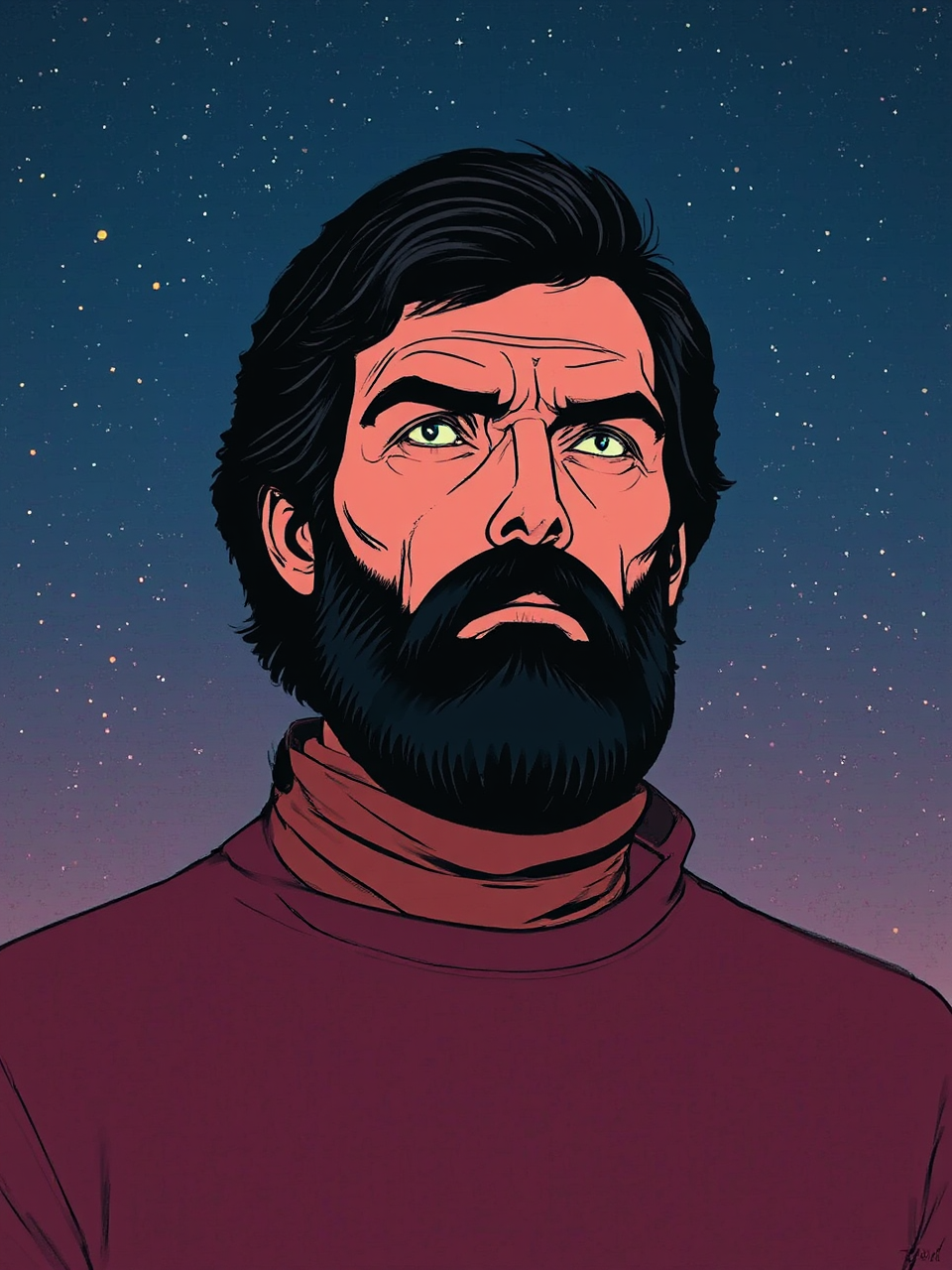 Retro minimalist portrait of