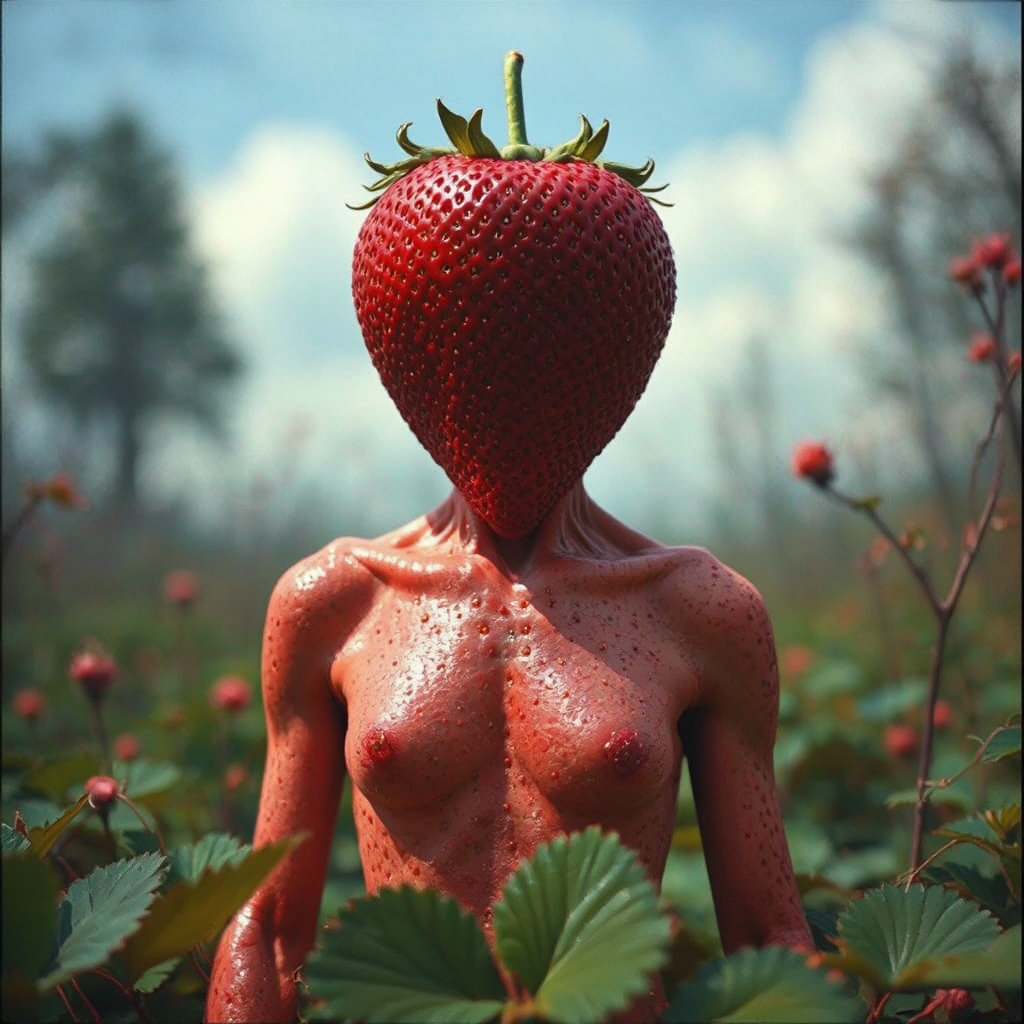 A strawberry in a