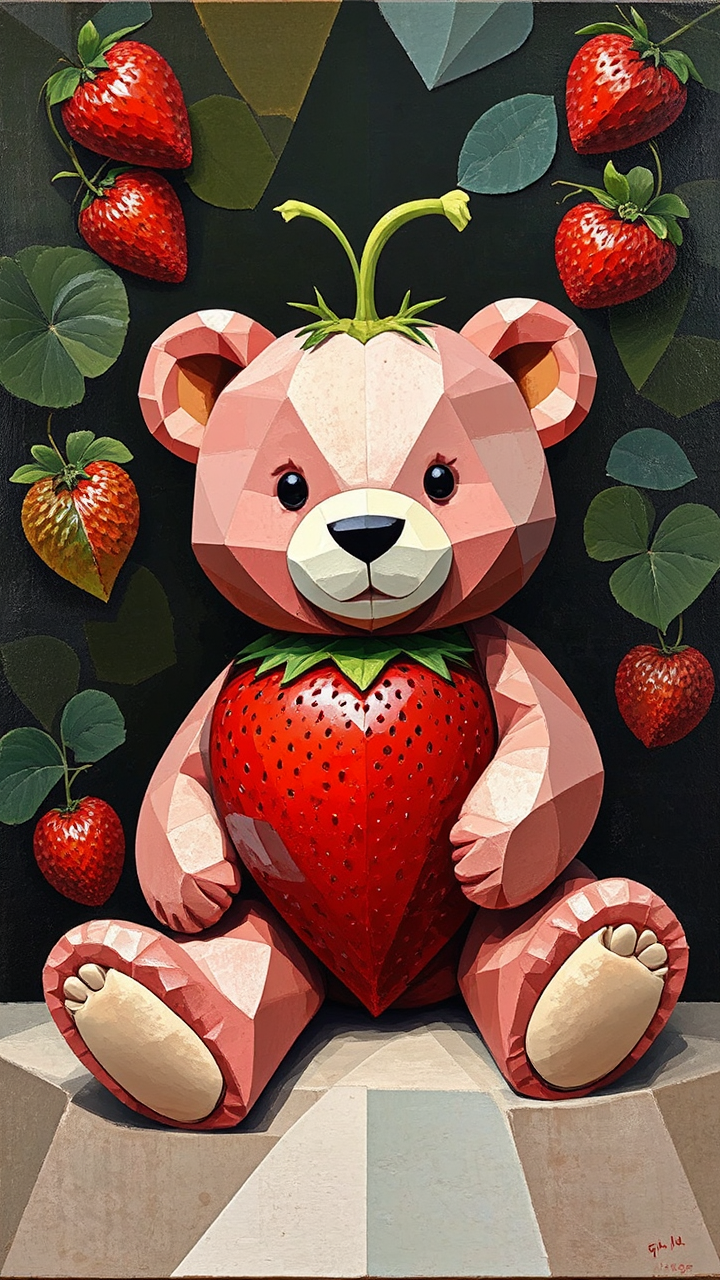 Strawberry shaped teddy bear