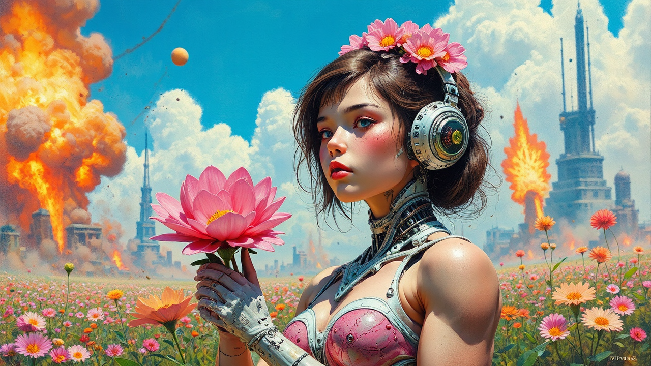 Cybertronic flower girl with