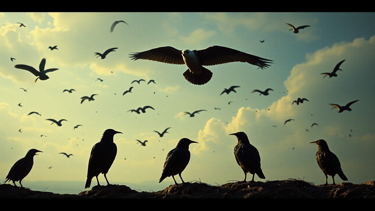 Birds attacking a woman's