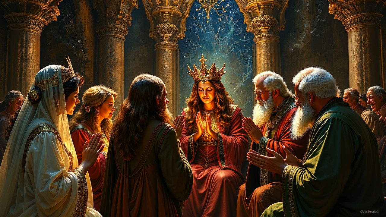 People worshiping fantasy artwork