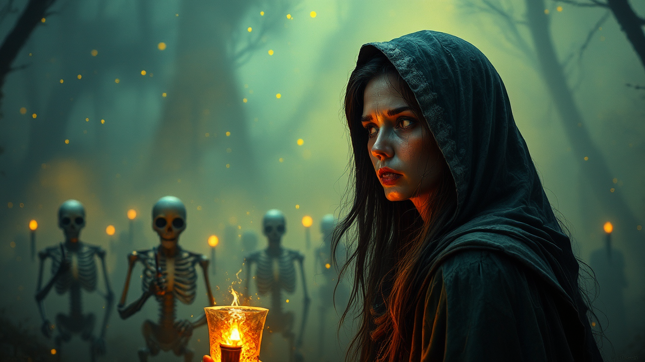 A fantasy priestess in