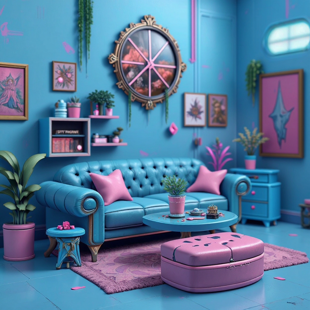 Cyberpunk furniture with bright