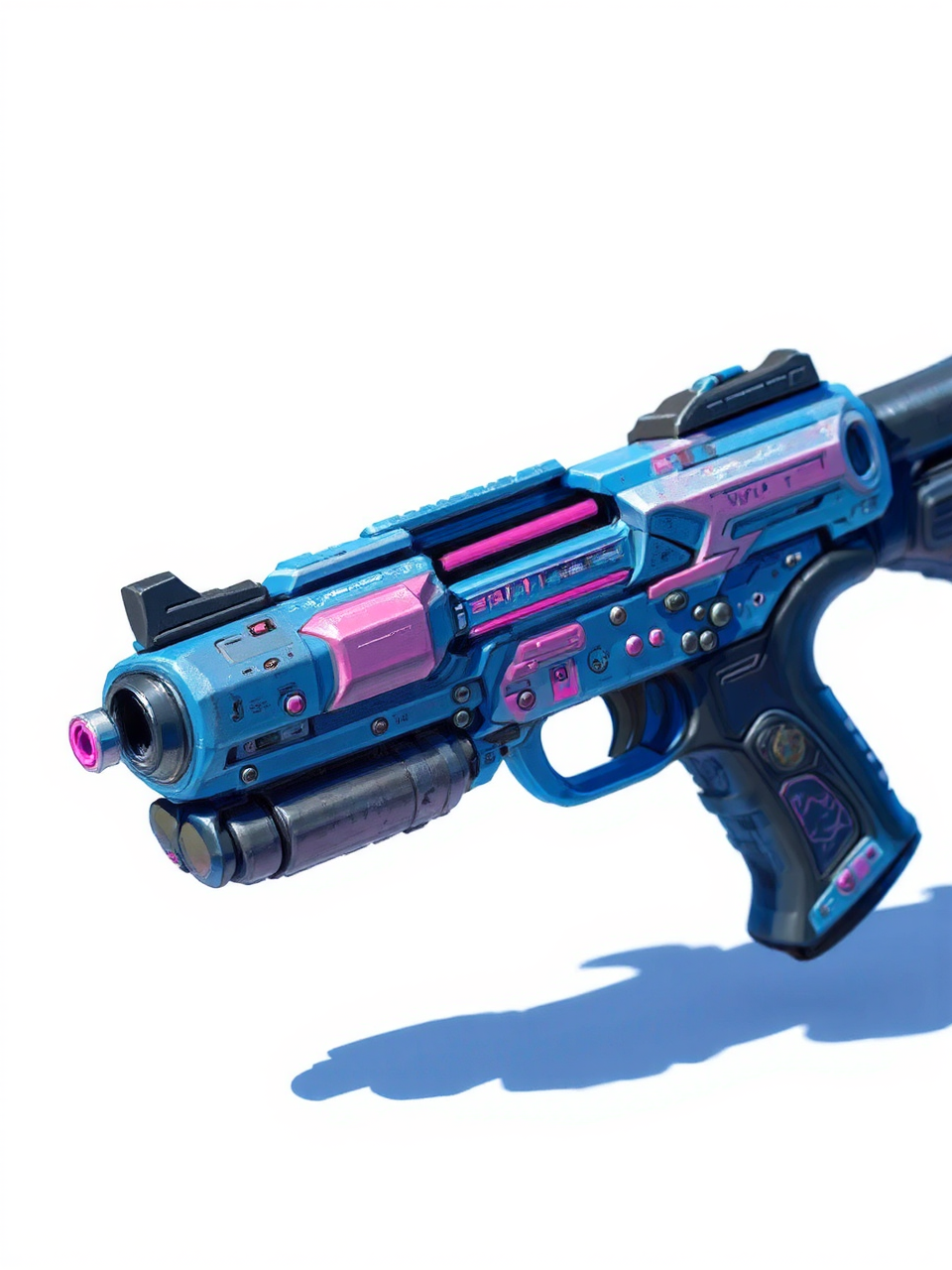 Cyberpunk gun with blue