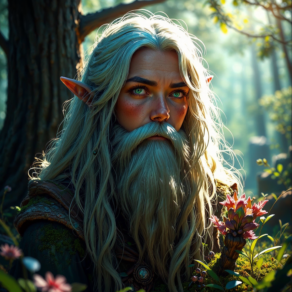 Detailed sci-fi druid portrait