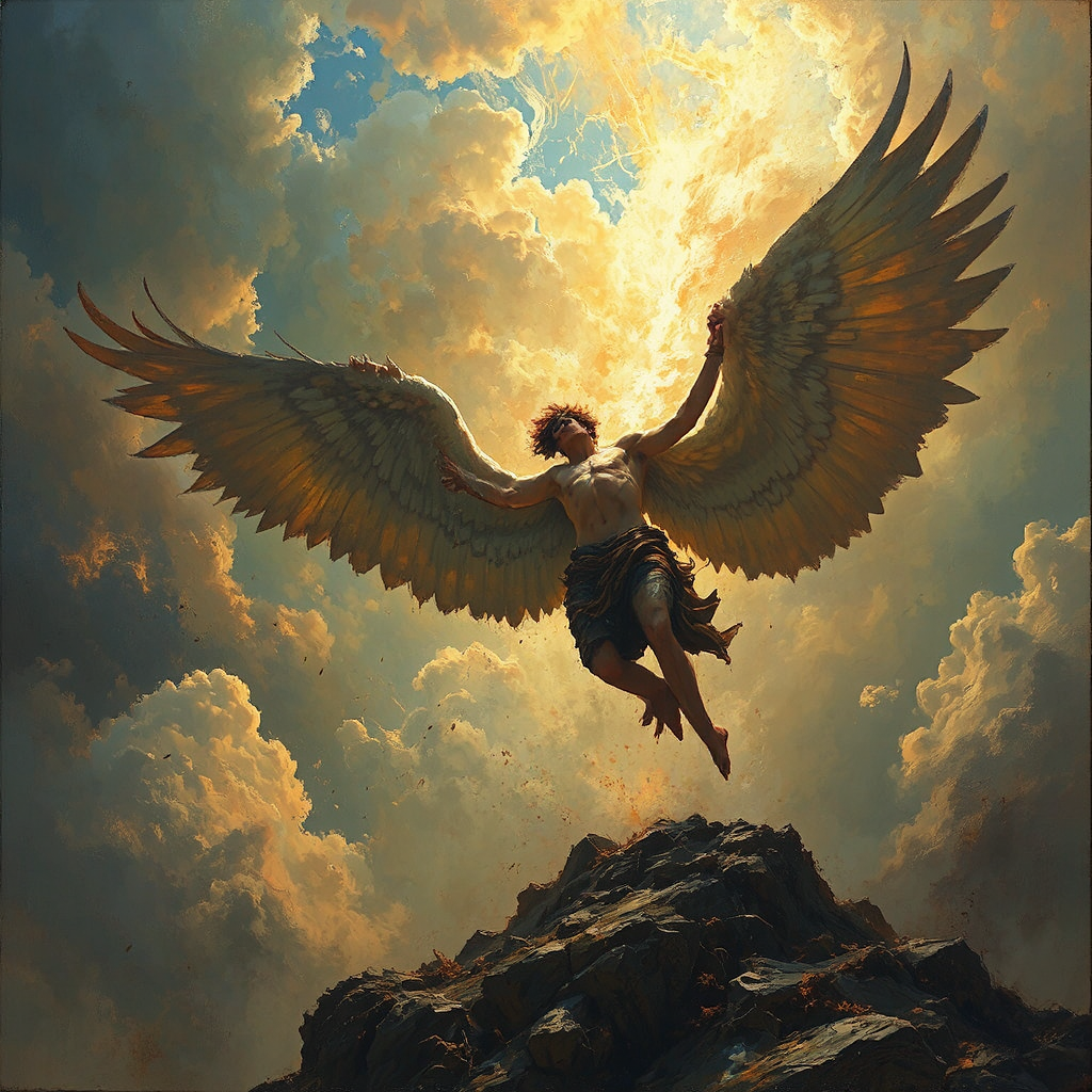 Icarus falling from the