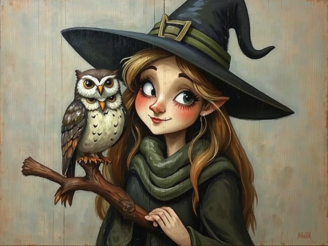 Witch and owl in