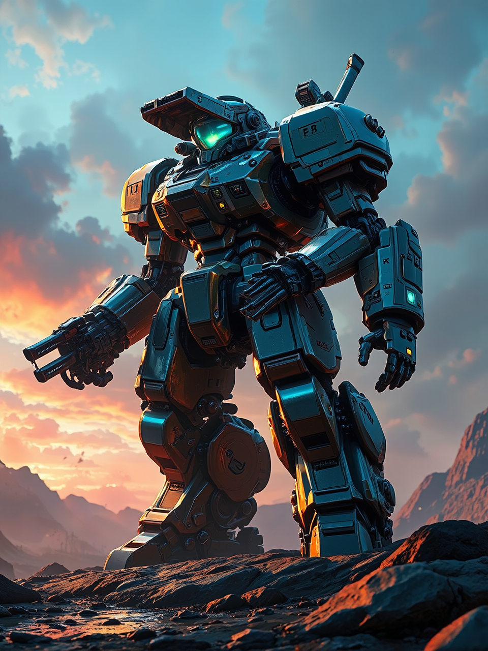 Robot mech with glowing