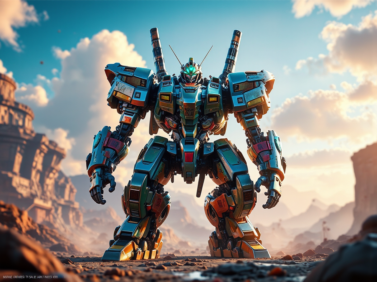 High-tech mech robot in