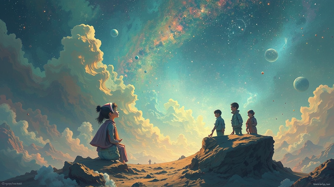 Painting of floating dreamlike