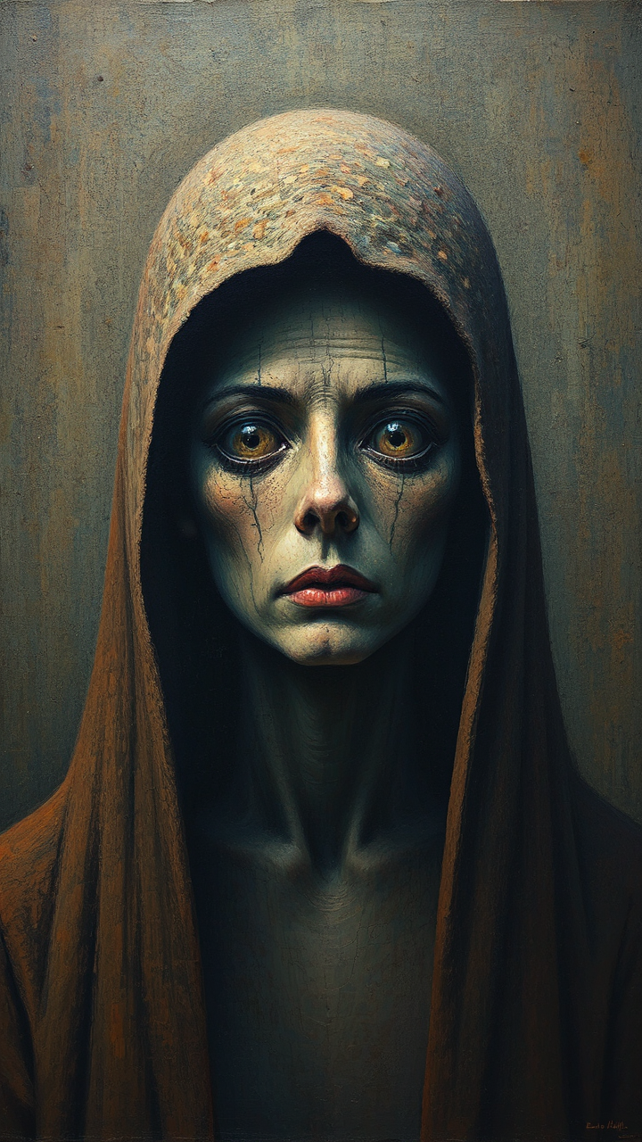 Darkened forest landscape at