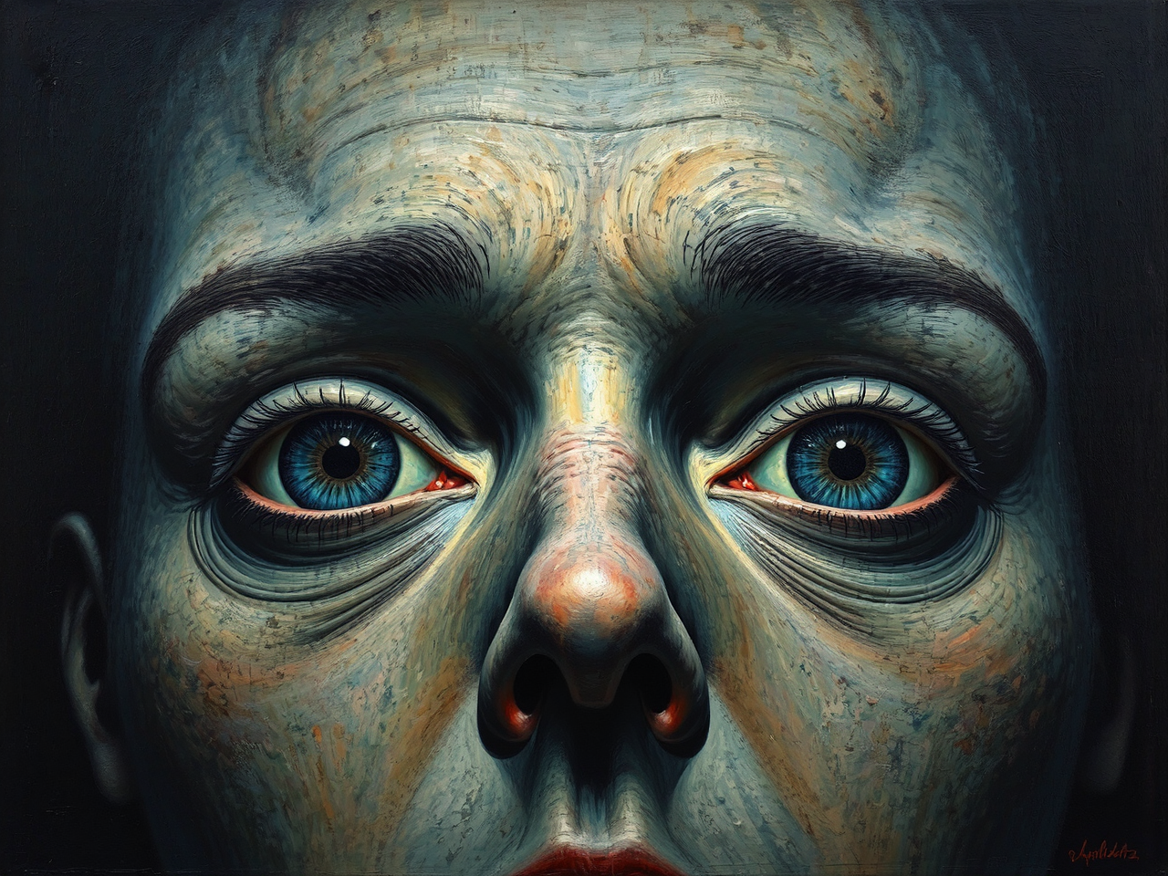 Surreal oil painting of