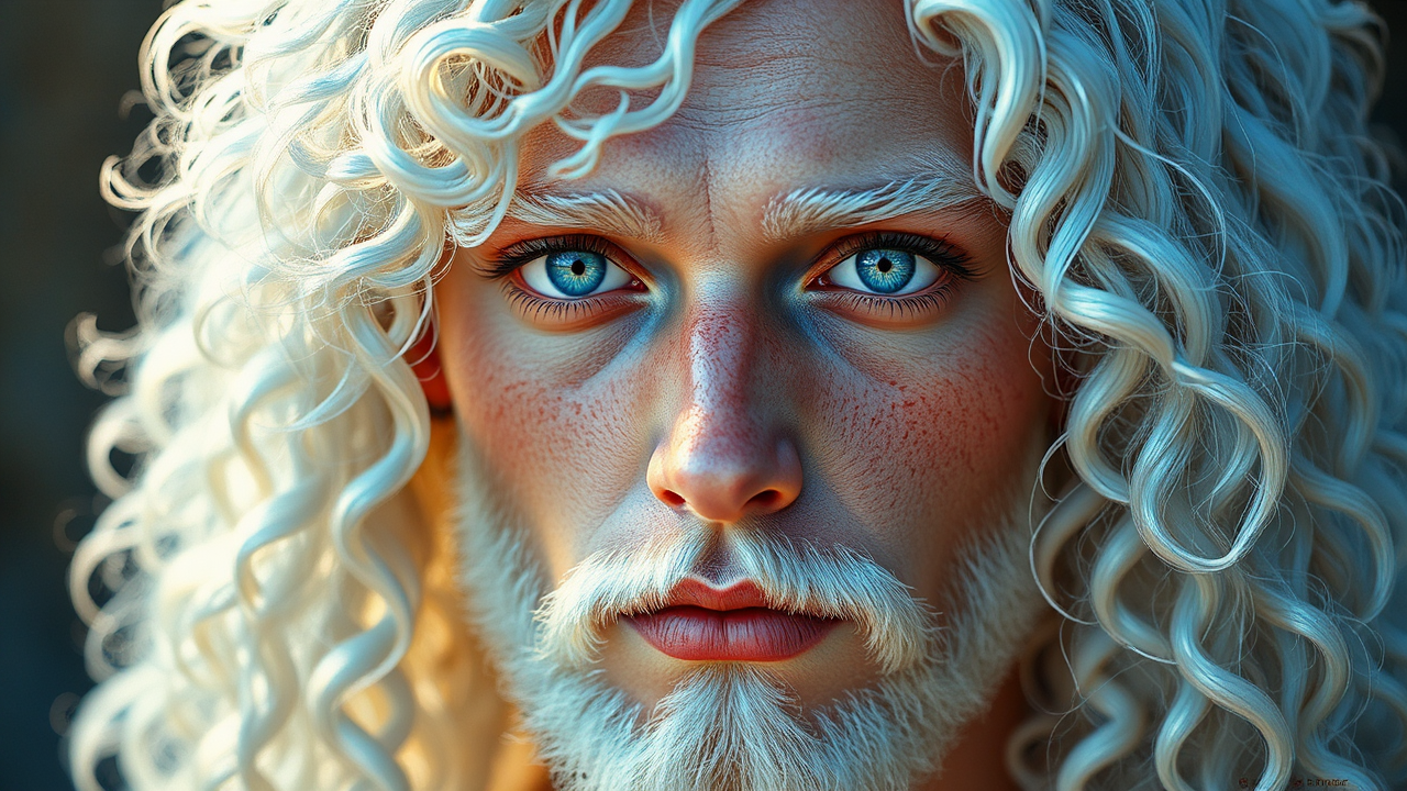 Young albino Greek god