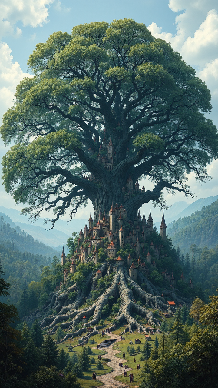 Gigantic oak tree with