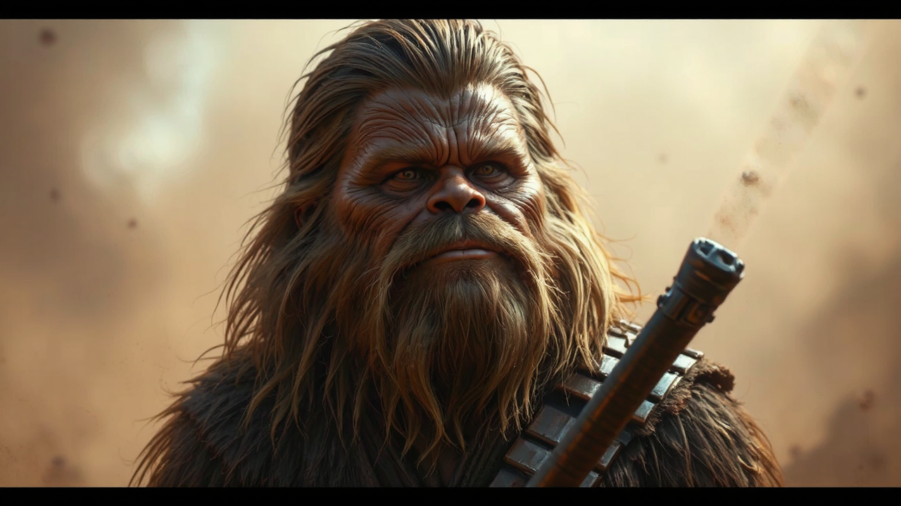 Chewbacca stands next to