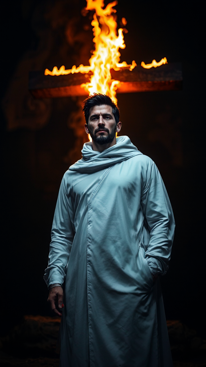 Robert Lewandowski with burning