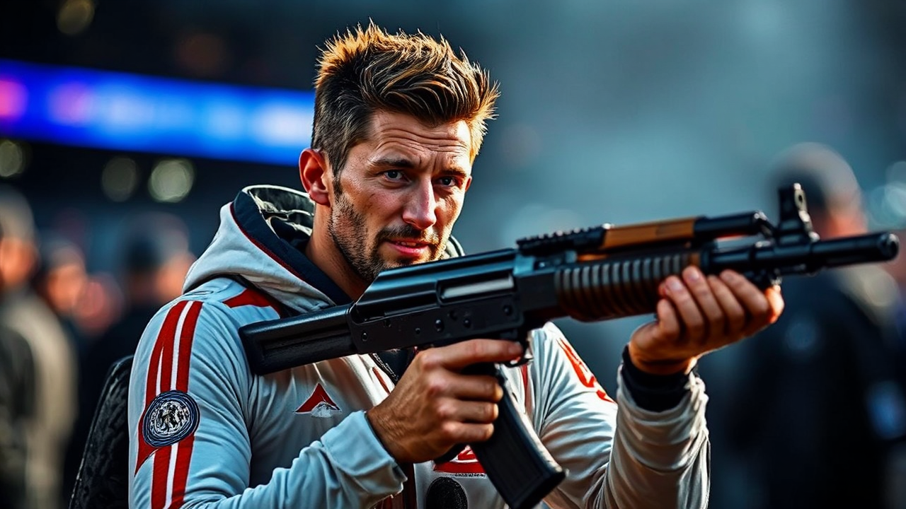 Robert Lewandowski holding an