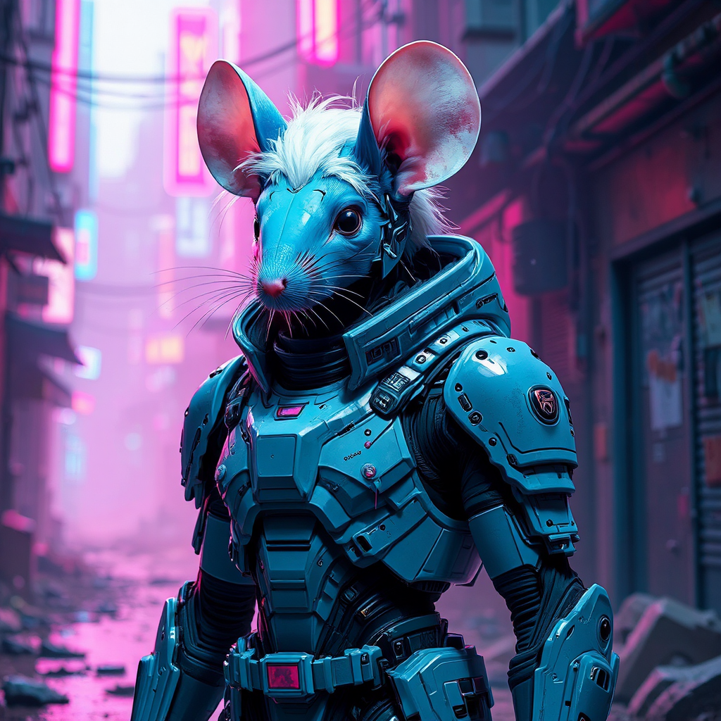 Mouse in cyberpunk armor