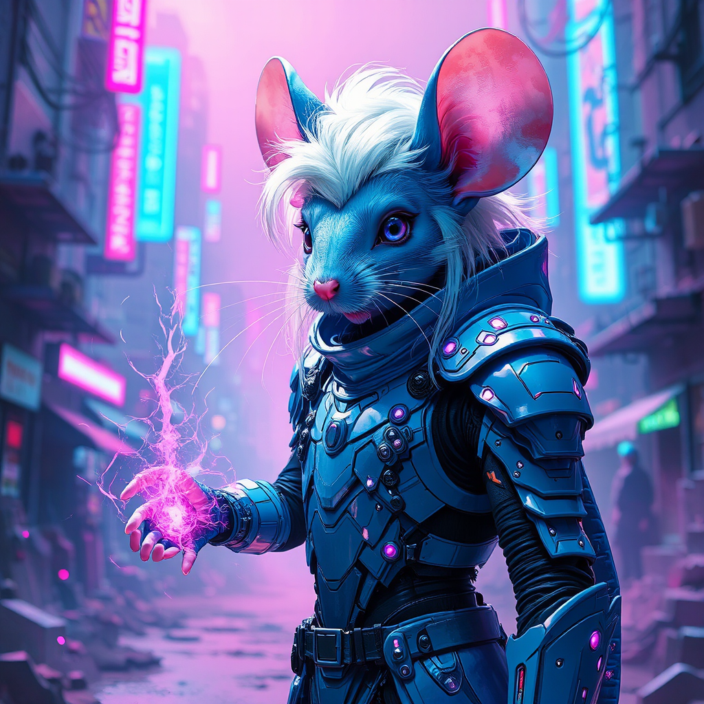 Mouse wizard in cyberpunk