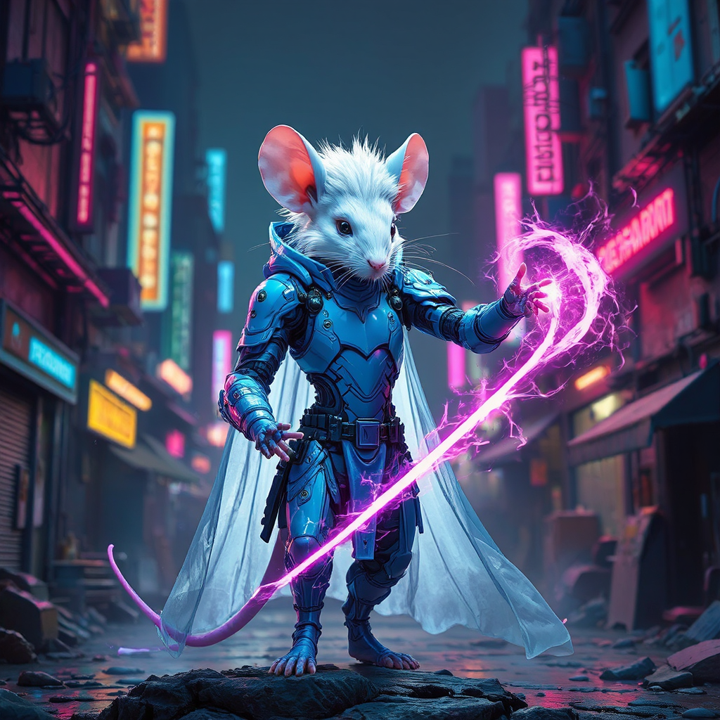 Mouse in cyberpunk armor