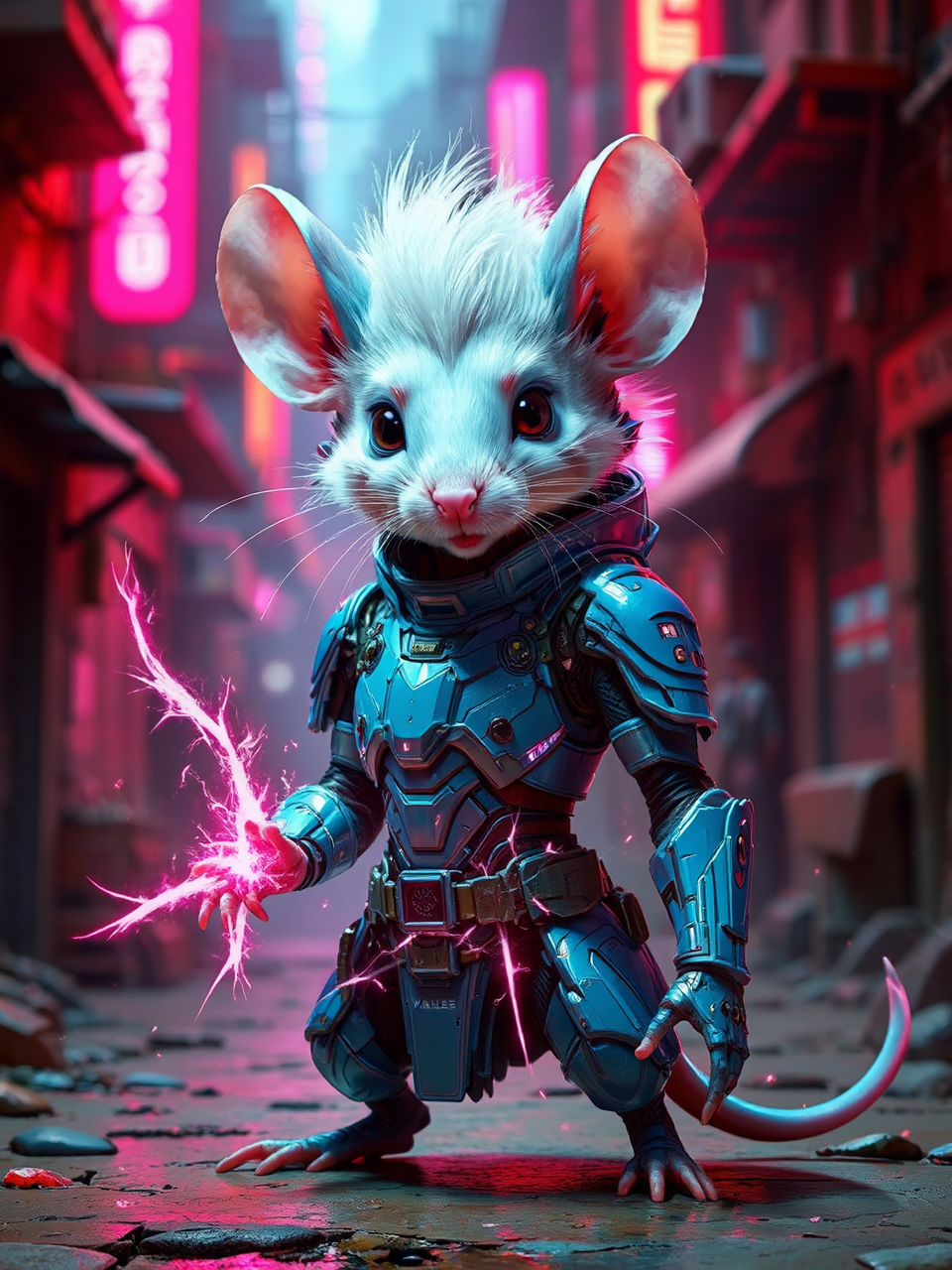 Mouse in cyberpunk armor