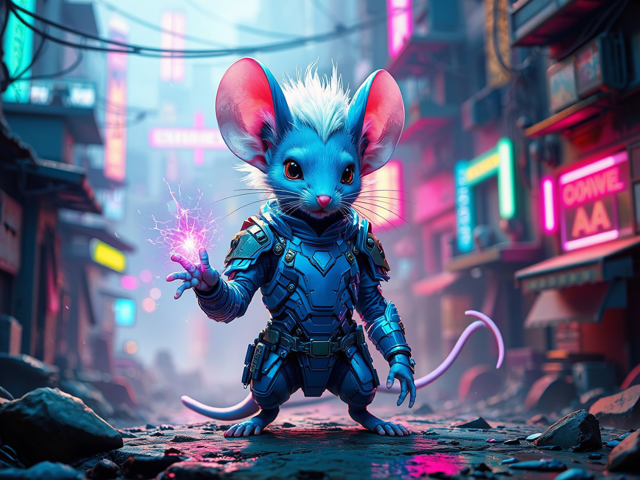 White-haired mouse technomage in