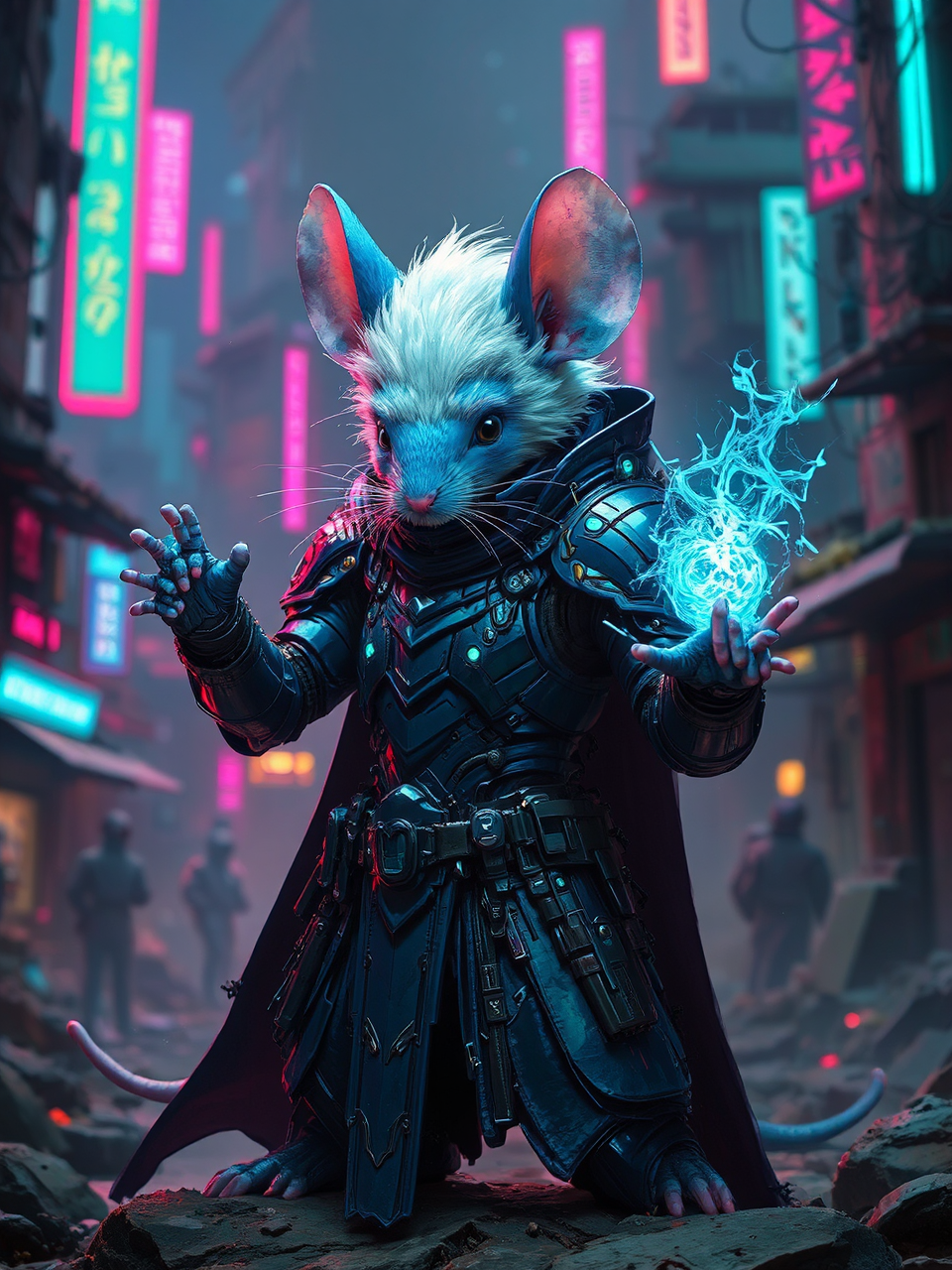 Mouse in cyberpunk magical
