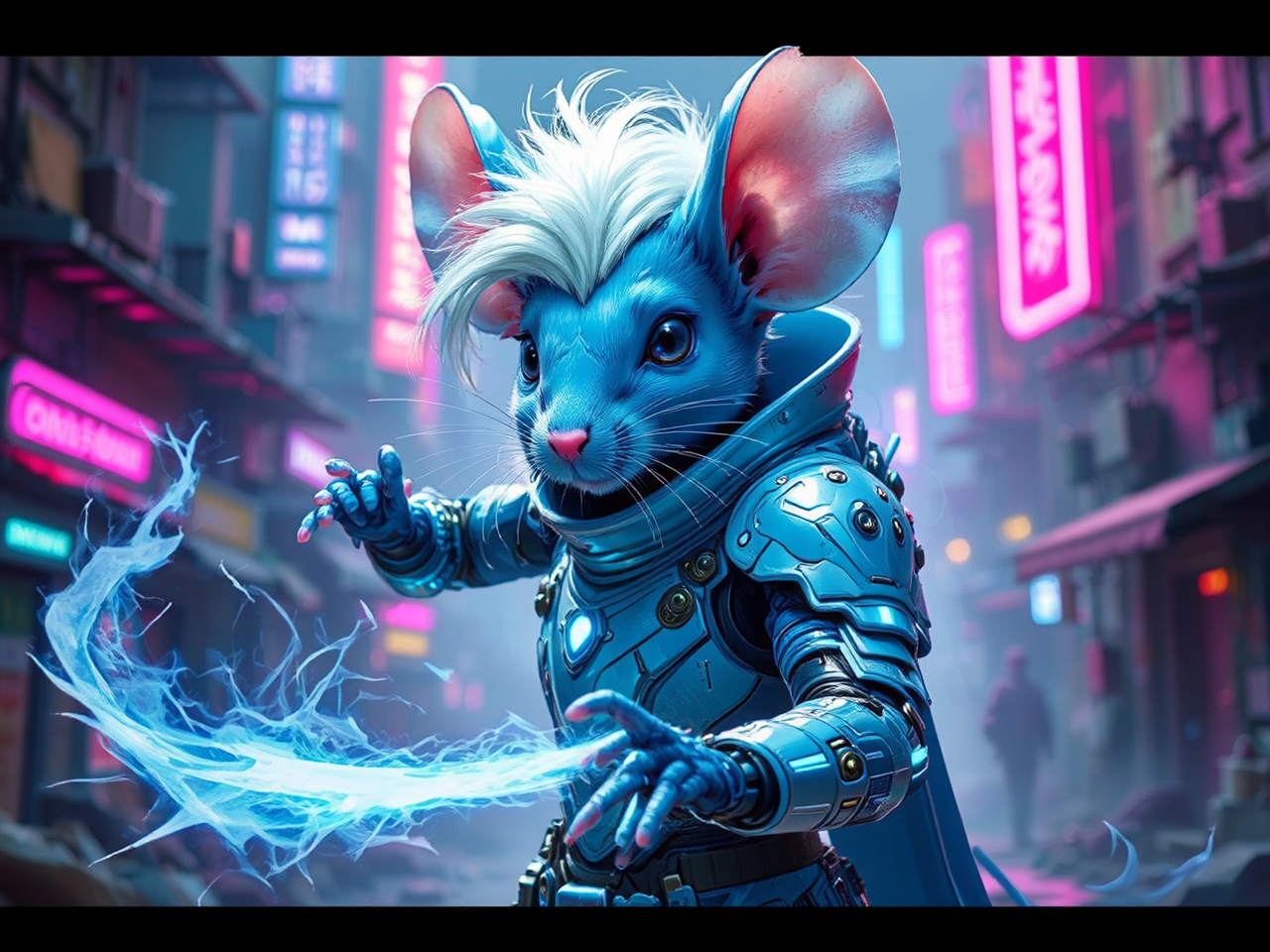 White-haired mouse technomage in