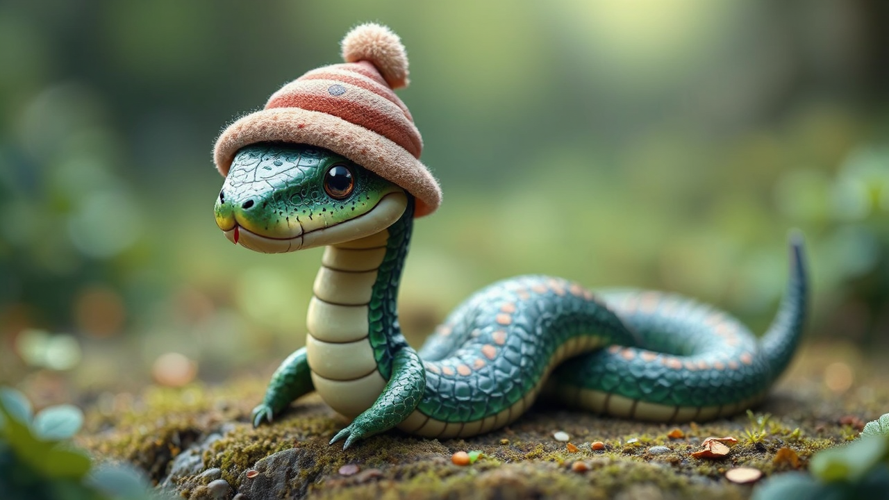 Cute snake wearing a