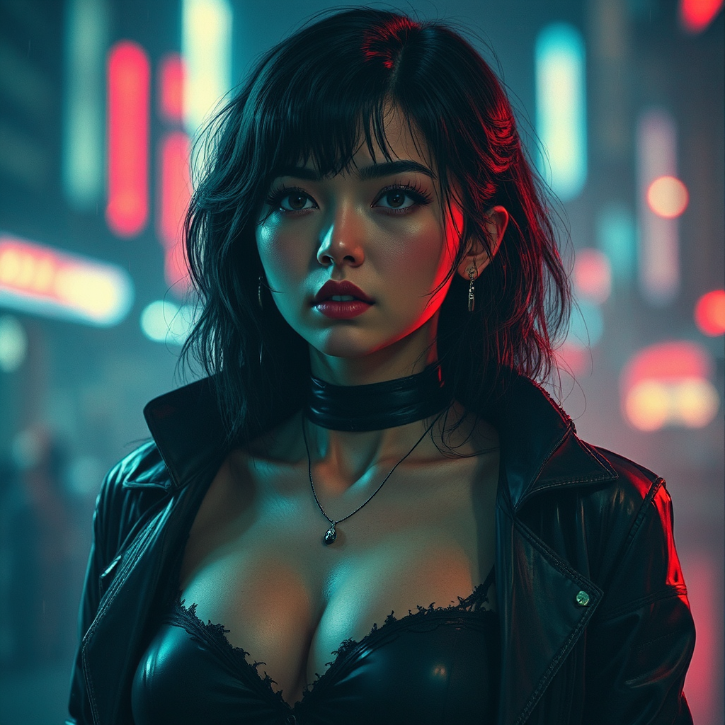 Retro futuristic cityscape with