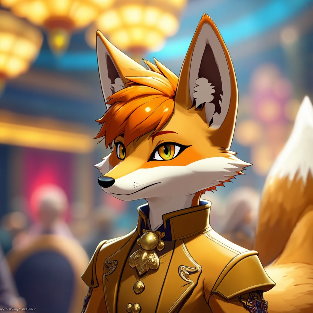 Furry fox with orange