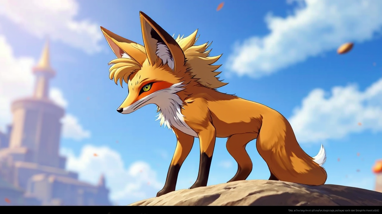 A tan fox character