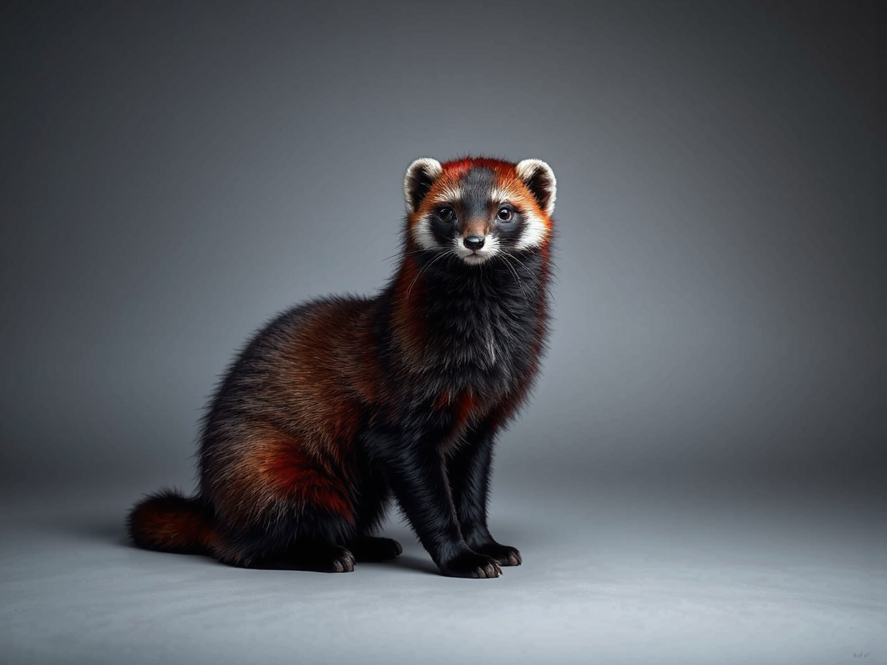 Red-black weasel fursona in