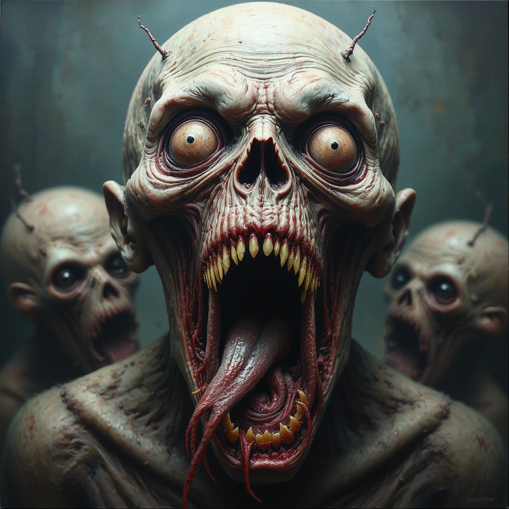 Hyperrealistic depiction of grotesque