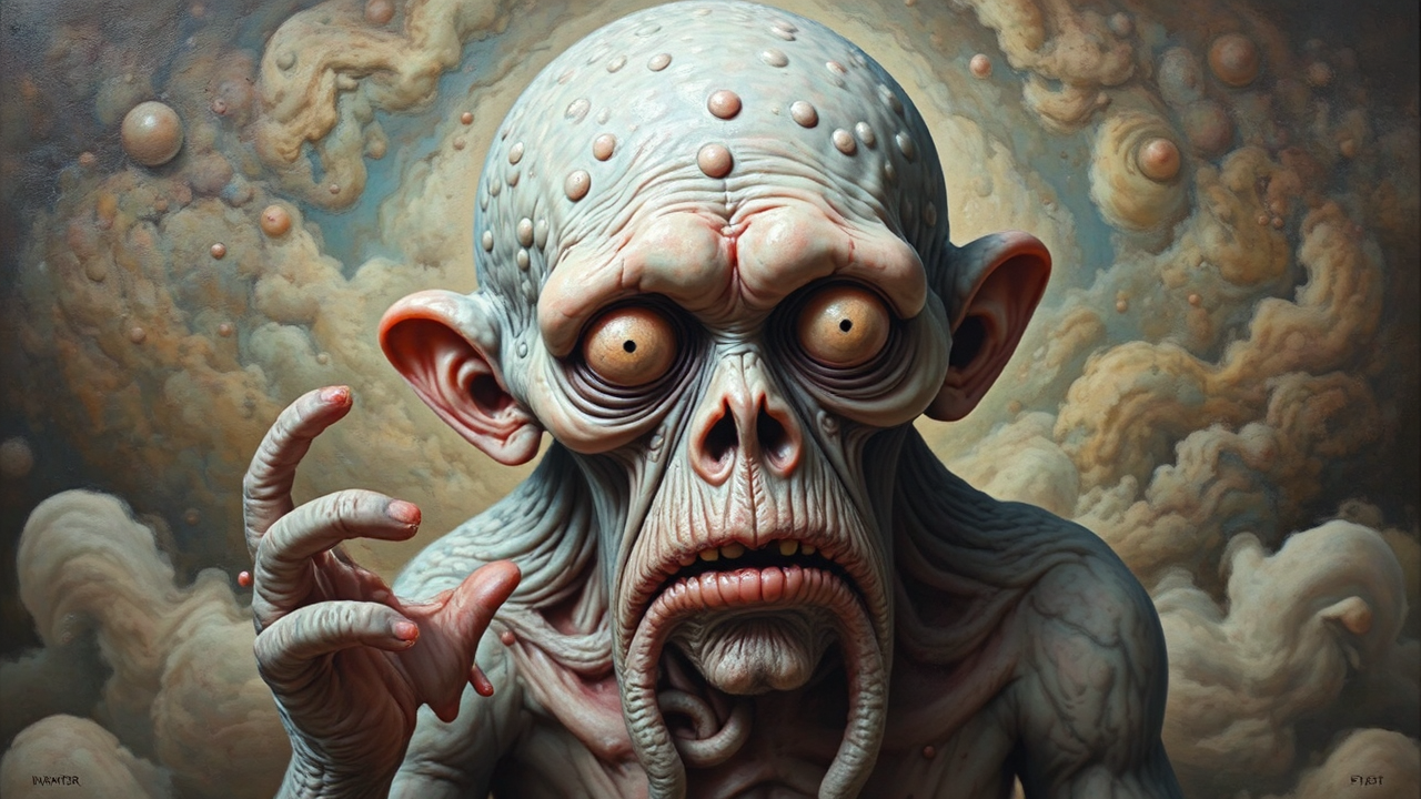 Leprosy-afflicted man depicted reverently.