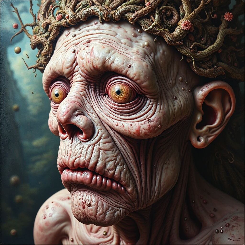 Leper with a halo-like