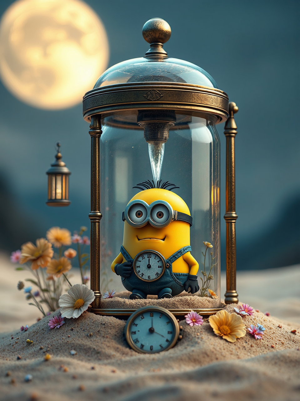 Minion inside steampunk glass