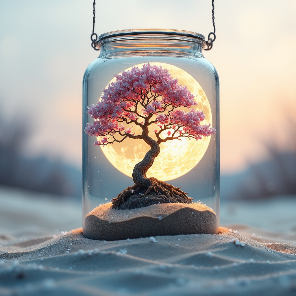 Pink bonsai tree with