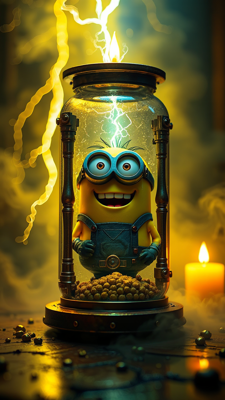 Minion in steampunk glass