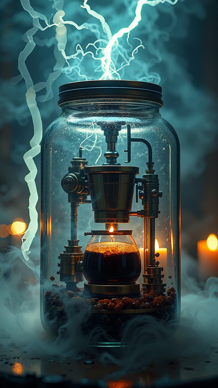 Steampunk coffee machine with