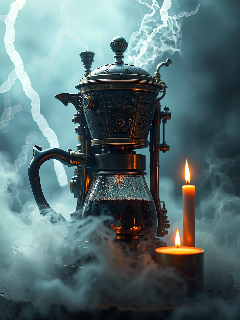 Steampunk coffee maker with