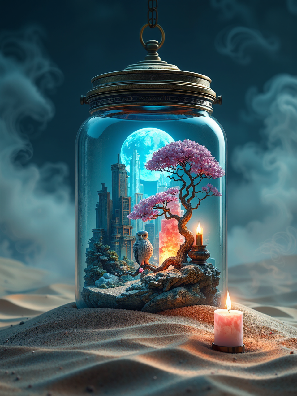 Futuristic cityscape in a